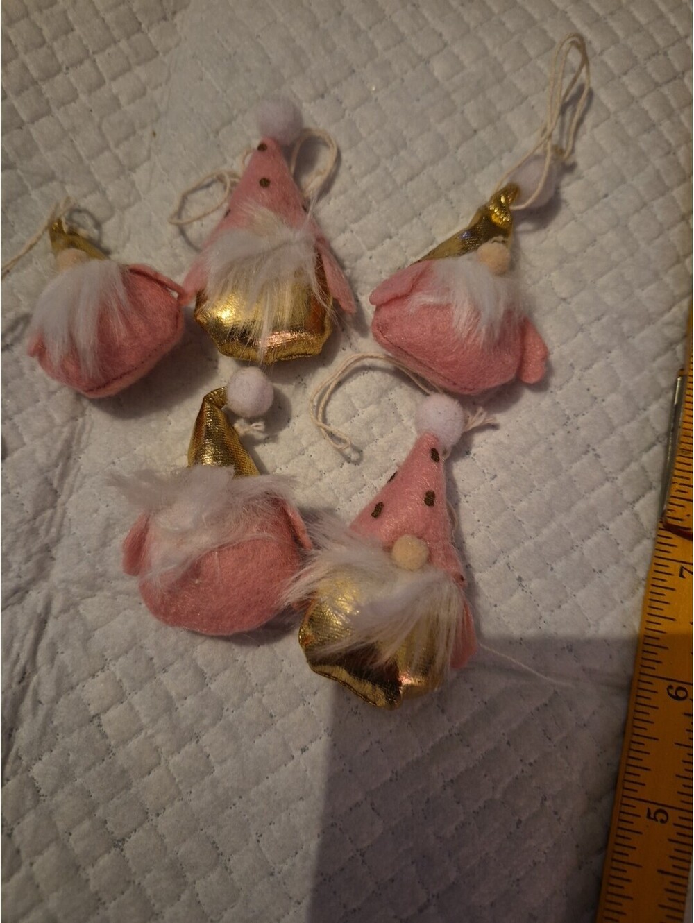 Christmas Tree Hanging Gnomes Ornaments Set of 5,  Handmade Plush Gnomes